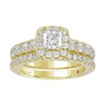 18K YELLOW GOLD 1 1/2CT ROUND/PRINCESS DIAMOND LADIES BRIDAL SET(CENTER STONE PRINCESS DIAMOND 3/4CT) - Image 4