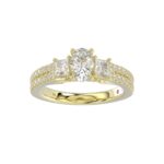 18K YELLOW GOLD 1 1/2CT ROUND/PRINCESS/OVAL DIAMOND LADIES RING(CENTER STONE OVAL DIAMOND 3/4CT) - Image 3