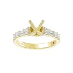 18K YELLOW GOLD 1 1/3CT BAGUETTE/PRINCESS DIAMOND LADIES SEMI MOUNT RING(CENTER STONE PRINCESS DIAMOND 1CT) - Image 2