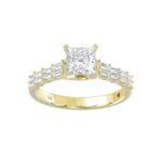 18K YELLOW GOLD 1 1/3CT BAGUETTE/PRINCESS DIAMOND LADIES SEMI MOUNT RING(CENTER STONE PRINCESS DIAMOND 1CT) - Image 4