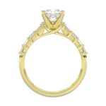 18K YELLOW GOLD 1 1/3CT BAGUETTE/PRINCESS DIAMOND LADIES SEMI MOUNT RING(CENTER STONE PRINCESS DIAMOND 1CT) - Image 5