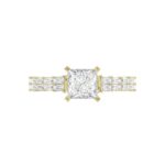18K YELLOW GOLD 1 1/3CT BAGUETTE/PRINCESS DIAMOND LADIES SEMI MOUNT RING(CENTER STONE PRINCESS DIAMOND 1CT) - Image 7