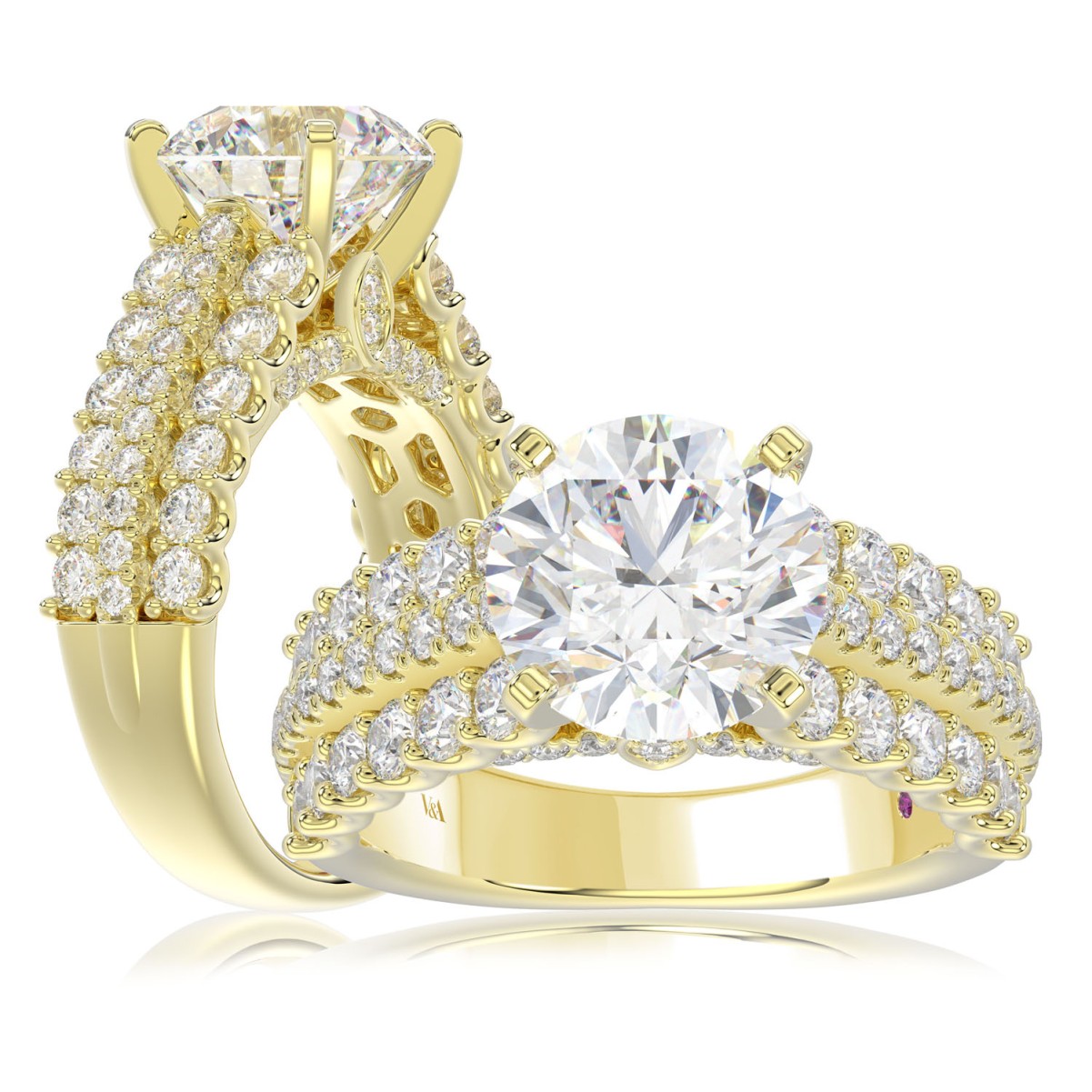 19176816_VA18508Y-AB-1201x1201.jpg 18K YELLOW GOLD 1 1/3CT ROUND DIAMOND LADIES SEMI MOUNT RING(CENTER STONE MOUNT ROUND DIAMOND 3CT) - Image 1