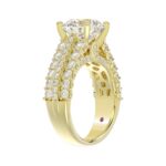 18K YELLOW GOLD 1 1/3CT ROUND DIAMOND LADIES SEMI MOUNT RING(CENTER STONE MOUNT ROUND DIAMOND 3CT) - Image 2
