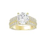 18K YELLOW GOLD 1 1/3CT ROUND DIAMOND LADIES SEMI MOUNT RING(CENTER STONE MOUNT ROUND DIAMOND 3CT) - Image 3