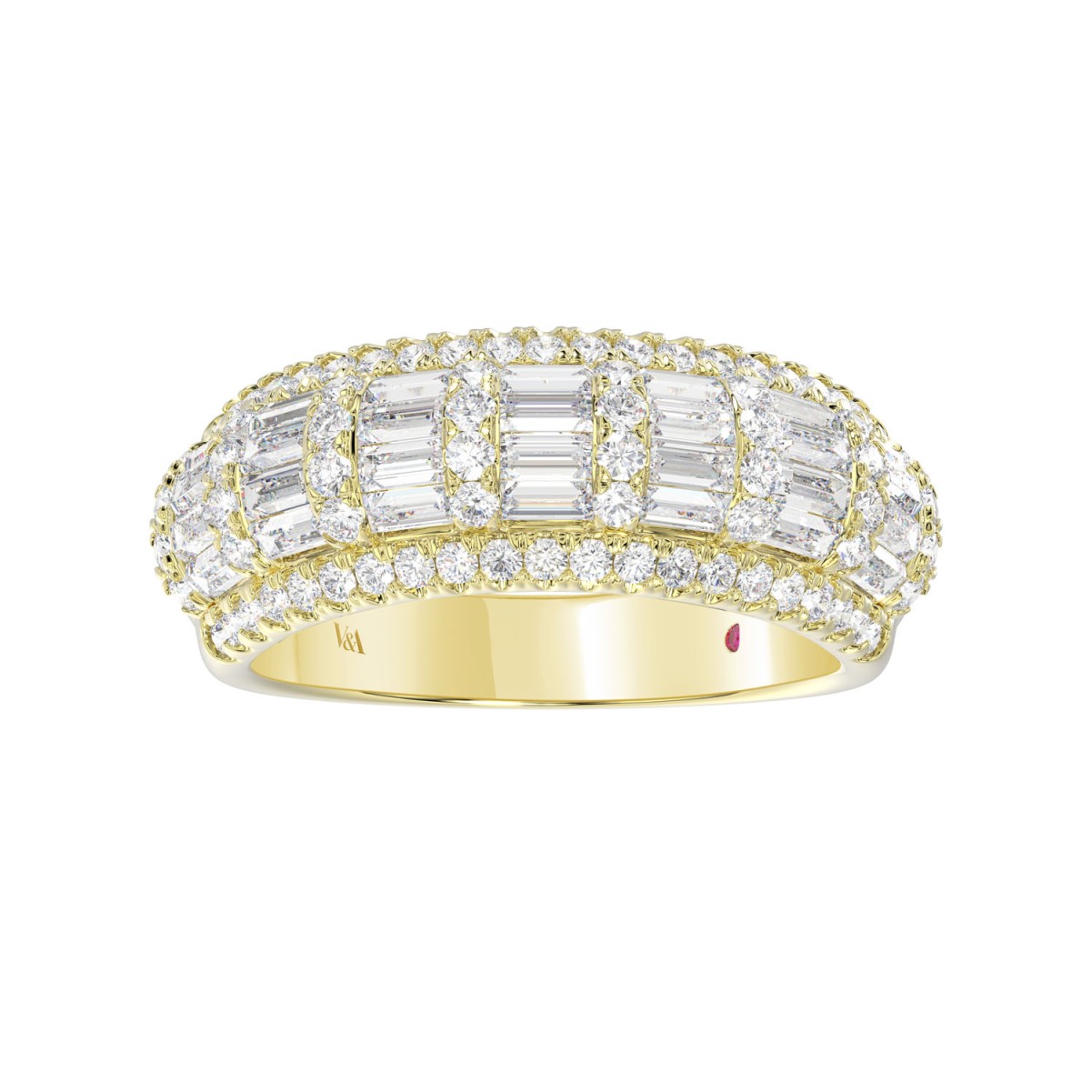 19176817_VA21906Y-1201x1201.jpg 18K YELLOW GOLD 1 1/3CT ROUND/BAGUETTE DIAMOND LADIES BAND - Image 1