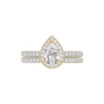 18K YELLOW GOLD 1 1/4 ROUND/PEAR DIAMOND LADIES BRIDAL SET(CENTER STONE PEAR DIAMOND 3/4CT) - Image 4