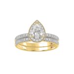 18K YELLOW GOLD 1 1/4 ROUND/PEAR DIAMOND LADIES BRIDAL SET(CENTER STONE PEAR DIAMOND 3/4CT) - Image 6