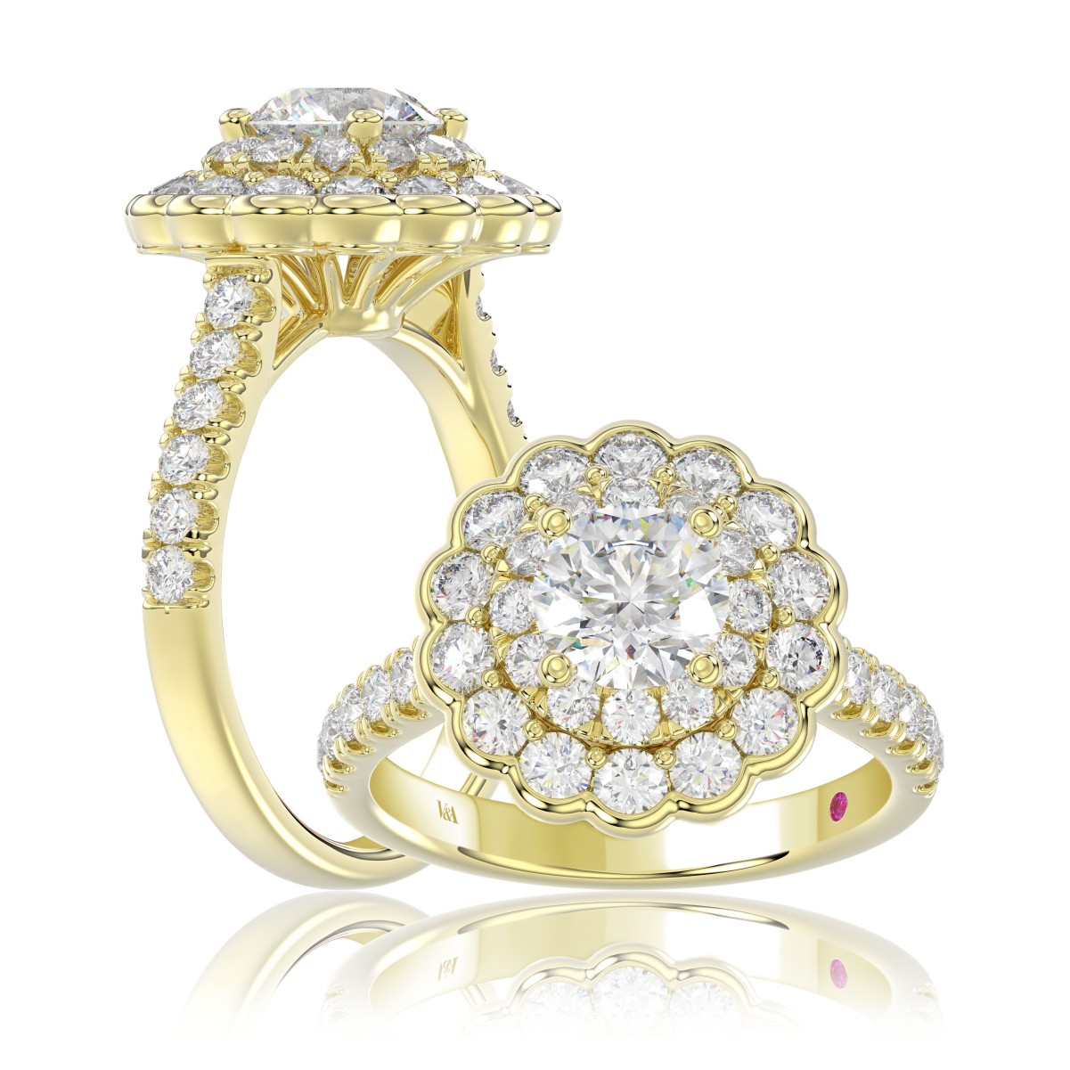 19176822_VA30136Y-1201x1201.jpg 18K YELLOW GOLD 1 1/4CT ROUND DIAMOND LADIES RING (CENTER STONE ROUND DIAMOND 1/2CT) - Image 1