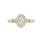 18K YELLOW GOLD 1 1/4CT ROUND/BAGUETTE/OVAL DIAMOND LADIES RING(CENTER STONE OVAL DIAMOND 3/4CT) - Image 5