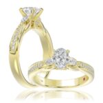 18K YELLOW GOLD 1 1/4CT ROUND/PEAR/OVAL DIAMOND SEMI MOUNT LADIES RING (CENTER STONE OVAL DIAMOND 1.00CT)