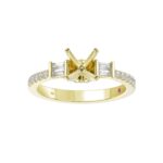 18K YELLOW GOLD 1 1/4CT ROUND/PRINCESS/BAGUETTE DIAMOND SEMI MOUNT LADIES RING (CENTER STONE PRINCESS DIAMOND 1.00CT) - Image 2