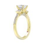 18K YELLOW GOLD 1 1/4CT ROUND/PRINCESS/BAGUETTE DIAMOND SEMI MOUNT LADIES RING (CENTER STONE PRINCESS DIAMOND 1.00CT) - Image 3