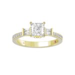 18K YELLOW GOLD 1 1/4CT ROUND/PRINCESS/BAGUETTE DIAMOND SEMI MOUNT LADIES RING (CENTER STONE PRINCESS DIAMOND 1.00CT) - Image 4