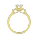 18K YELLOW GOLD 1 1/4CT ROUND/PRINCESS/BAGUETTE DIAMOND SEMI MOUNT LADIES RING (CENTER STONE PRINCESS DIAMOND 1.00CT) - Image 5