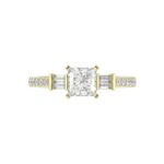 18K YELLOW GOLD 1 1/4CT ROUND/PRINCESS/BAGUETTE DIAMOND SEMI MOUNT LADIES RING (CENTER STONE PRINCESS DIAMOND 1.00CT) - Image 7
