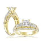 18K YELLOW GOLD 1 3/4CT ROUND/EMERALD/BAGUETTE/PRINCESS DIAMOND SEMI MOUNT LADIES RING  (CENTER STONE PRINCESS DIAMOND 1.00CT)