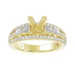 18K YELLOW GOLD 1 3/4CT ROUND/EMERALD/BAGUETTE/PRINCESS DIAMOND SEMI MOUNT LADIES RING  (CENTER STONE PRINCESS DIAMOND 1.00CT) - Image 2