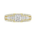18K YELLOW GOLD 1 3/4CT ROUND/EMERALD/BAGUETTE/PRINCESS DIAMOND SEMI MOUNT LADIES RING  (CENTER STONE PRINCESS DIAMOND 1.00CT) - Image 7