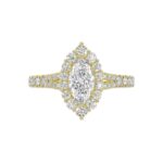 18K YELLOW GOLD 1 3/4CT ROUND/MARQUISE DIAMOND LADIES RING(CENTER STONE MARQUISE DIAMOND 1CT) - Image 5