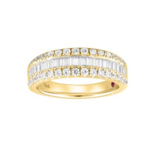 18K YELLOW GOLD 1.00CT ROUND/BAGUETTE DIAMOND LADIES BAND