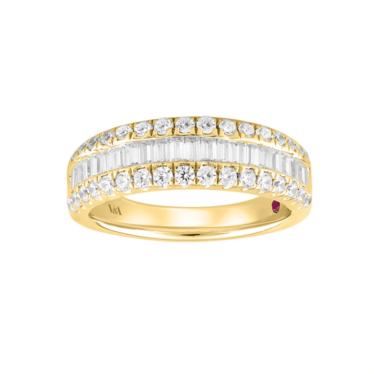 19176845_VA21953Y-1201x1201.jpg 18K YELLOW GOLD 1.00CT ROUND/BAGUETTE DIAMOND LADIES BAND - Image 1