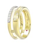18K YELLOW GOLD 1/2CT ROUND DIAMOND LADIES WRAP RING - Image 5