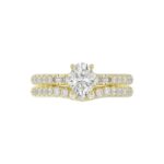 18K YELLOW GOLD 1/2CT ROUND/BAGUETTE DIAMOND LADIES BRIDAL SET(CENTER STONE OVAL DIAMOND 3/4CT) - Image 4