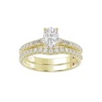 18K YELLOW GOLD 1/2CT ROUND/BAGUETTE DIAMOND LADIES BRIDAL SET(CENTER STONE OVAL DIAMOND 3/4CT) - Image 6