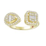 18K YELLOW GOLD 1/2CT ROUND/BAGUETTE DIAMOND LADIES FASHION RING