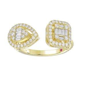 18K YELLOW GOLD 1/2CT ROUND/BAGUETTE DIAMOND LADIES FASHION RING