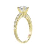 18K YELLOW GOLD 1/2CT ROUND/BAGUETTE DIAMOND LADIES RING(CENTER STONE MOUNT ROUND DIAMOND 1CT) - Image 2