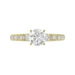 18K YELLOW GOLD 1/2CT ROUND/BAGUETTE DIAMOND LADIES RING(CENTER STONE MOUNT ROUND DIAMOND 1CT) - Image 6