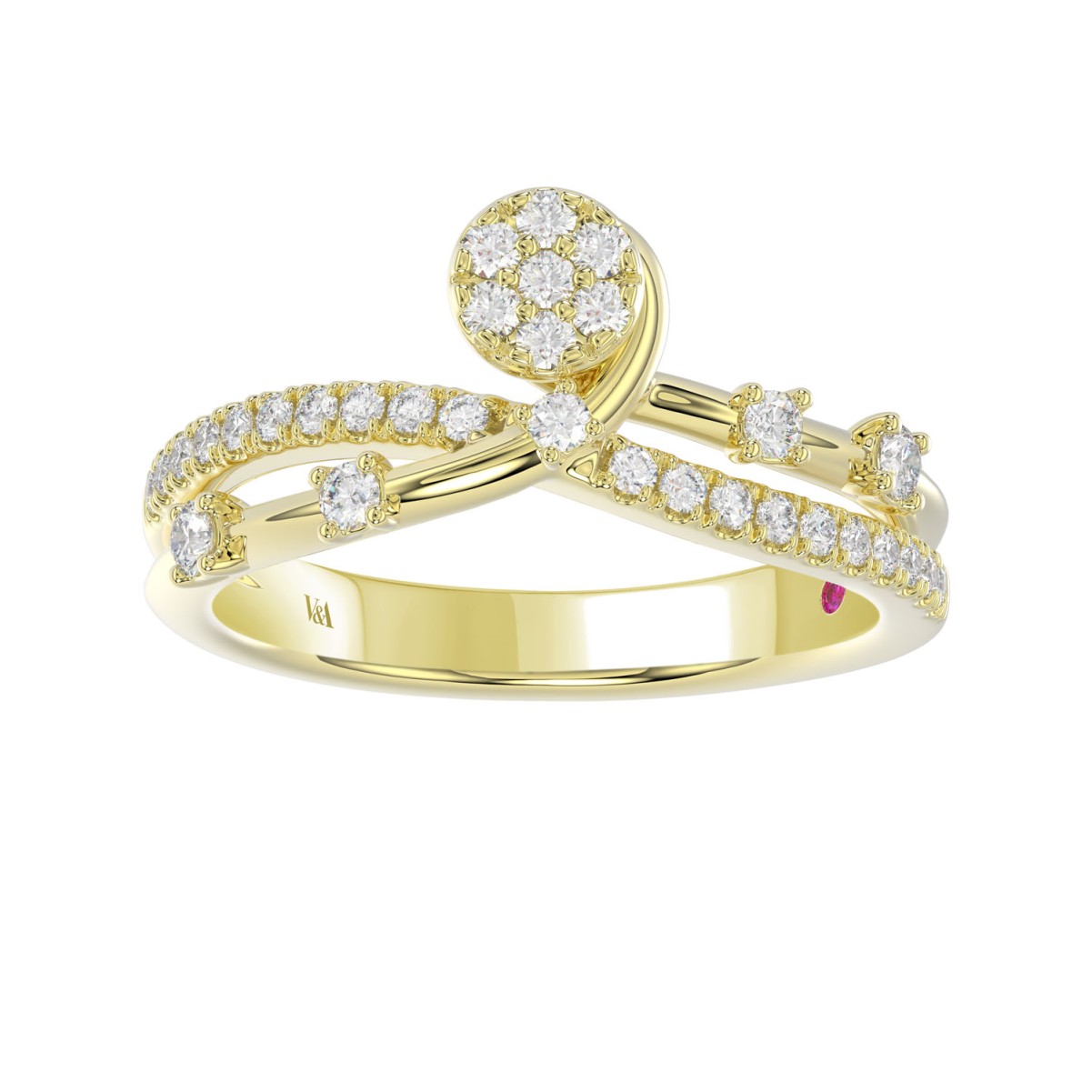 19176907_VA25548Y-1201x1201.jpg 18K YELLOW GOLD 1/3CT ROUND DIAMOND LADIES RING - Image 1