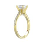 18K YELLOW GOLD 1/4CT ROUND DIAMOND LADIES SEMI MOUNT RING(CENTER STONE MOUNT PRINCESS DIAMOND 1CT) - Image 2