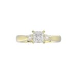18K YELLOW GOLD 1/4CT ROUND/PRINCESS DIAMOND LADIES RING(CENTER STONE PRINCESS DIAMOND 3/4CT) - Image 6