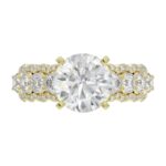 18K YELLOW GOLD 1CT ROUND DIAMOND LADIES SEMI MOUNT RING(CENTER STONE MOUNT ROUND DIAMOND 3CT) - Image 4