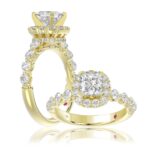 18K YELLOW GOLD 2.00CT ROUND/PRINCESS/DIAMOND SEMI MOUNT LADIES RING (CENTER STONE PRINCESS DIAMOND 1.00CT)