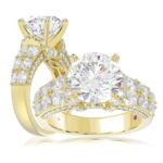 18K YELLOW GOLD 2CT ROUND/OVAL DIAMOND LADIES SEMI MOUNT RING(CENTER STONE MOUNT ROUND DIAMOND 4CT)