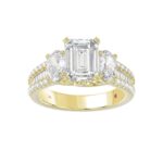 18K YELLOW GOLD 3 1/2CT ROUND DIAMOND LADIES SEMI MOUNT RING(CENTER STONE EMERALD DIAMOND 2CT) - Image 3