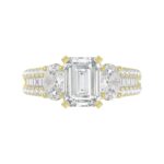 18K YELLOW GOLD 3 1/2CT ROUND DIAMOND LADIES SEMI MOUNT RING(CENTER STONE EMERALD DIAMOND 2CT) - Image 6