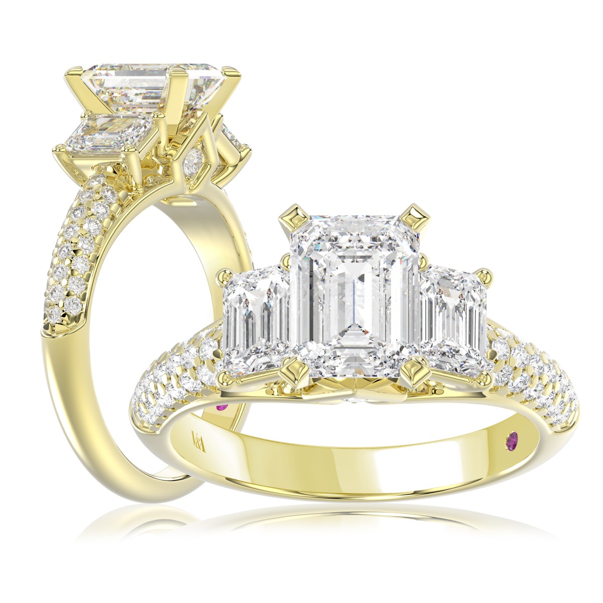 19177004_VA23089Y-AB-1201x1201.jpg 18K YELLOW GOLD 3 1/3CT ROUND/EMERALD DIAMOND SEMI MOUNT LADIES RING (CENTER STONE EMERALD DIAMOND 2.00CT) - Image 1