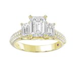 18K YELLOW GOLD 3 1/3CT ROUND/EMERALD DIAMOND SEMI MOUNT LADIES RING (CENTER STONE EMERALD DIAMOND 2.00CT) - Image 3