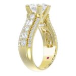 18K YELLOW GOLD 3 1/4CT ROUND/PRINCESS/BAGUETTE DIAMOND LADIES SEMI MOUNT RING(CENTER STONE PRINCESS DIAMOND 2CT) - Image 2