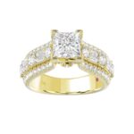 18K YELLOW GOLD 3 1/4CT ROUND/PRINCESS/BAGUETTE DIAMOND LADIES SEMI MOUNT RING(CENTER STONE PRINCESS DIAMOND 2CT) - Image 3