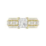 18K YELLOW GOLD 3 1/4CT ROUND/PRINCESS/BAGUETTE DIAMOND LADIES SEMI MOUNT RING(CENTER STONE PRINCESS DIAMOND 2CT) - Image 6