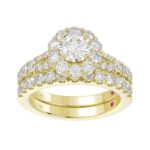 18K YELLOW GOLD 3 3/4CT ROUND DIAMOND LADIES SEMI MOUNT BRIDAL SET(CENTER STONE MOUNT ROUND DIAMOND 1CT - Image 4