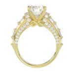 18K YELLOW GOLD 3 3/4CT ROUND/BAGUETTE/OVAL DIAMOND LADIES RING(CENTER STONE OVAL DIAMOND 3CT) - Image 3
