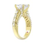 18K YELLOW GOLD 3 3/4CT ROUND/BAGUETTE/OVAL DIAMOND LADIES RING(CENTER STONE OVAL DIAMOND 3CT) - Image 5