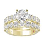 18K YELLOW GOLD 3.00CT ROUND DIAMOND SEMI MOUNT LADIES BRIDAL SET (CENTER STONE ROUND DIAMOND 2.00CT) - Image 4